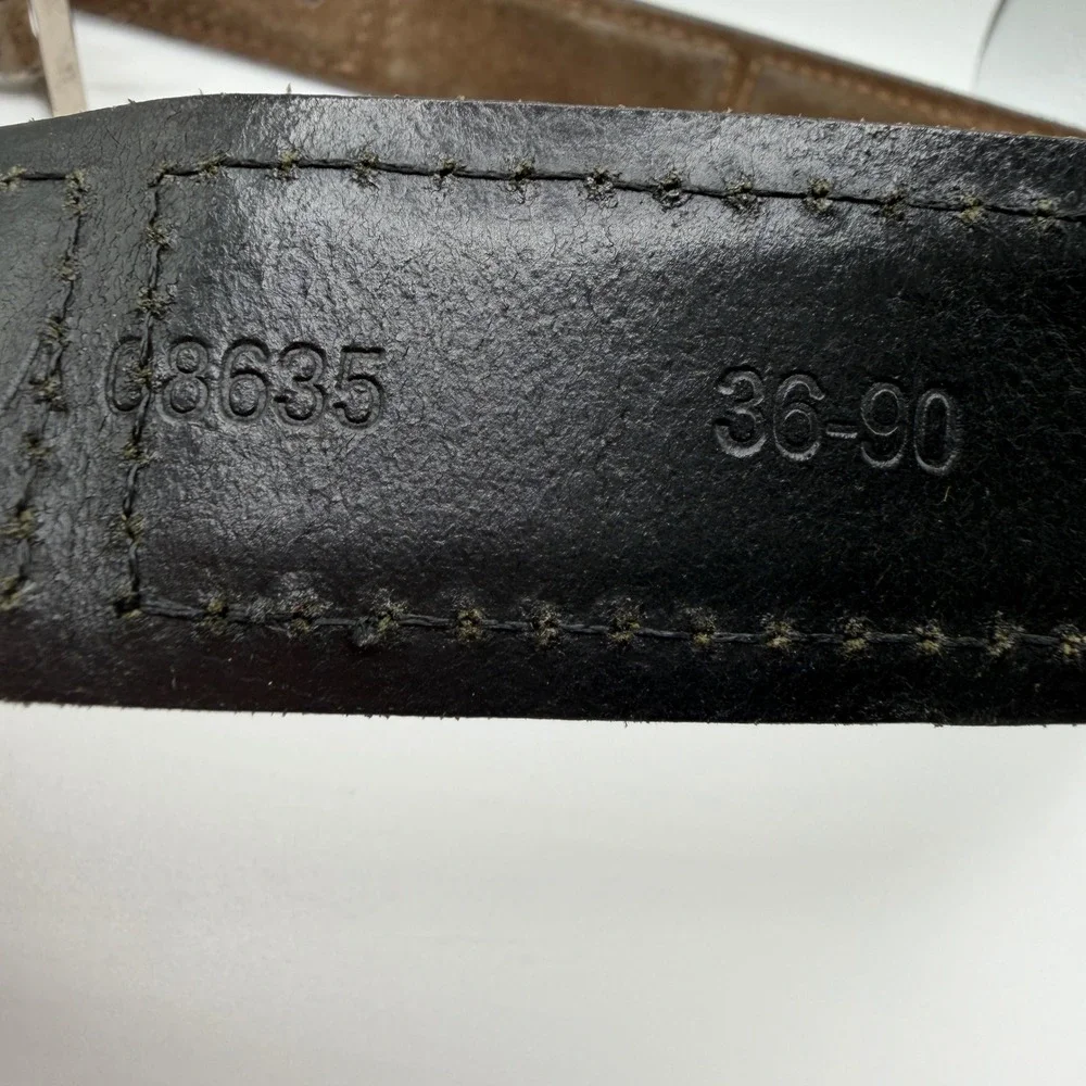 Cole Haan Mens Belt‎ Black Leather Brown Suede Silver Buckle Casual Size 36